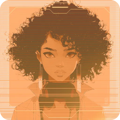 Amber, a RetroPals companion, drawn as a hologram portrait