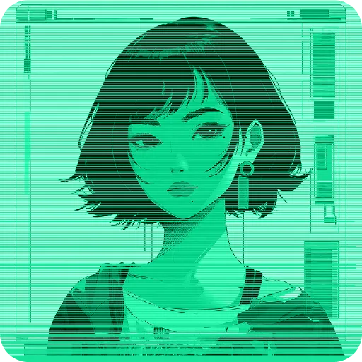 Kaia, a RetroPals companion, drawn as a hologram portrait