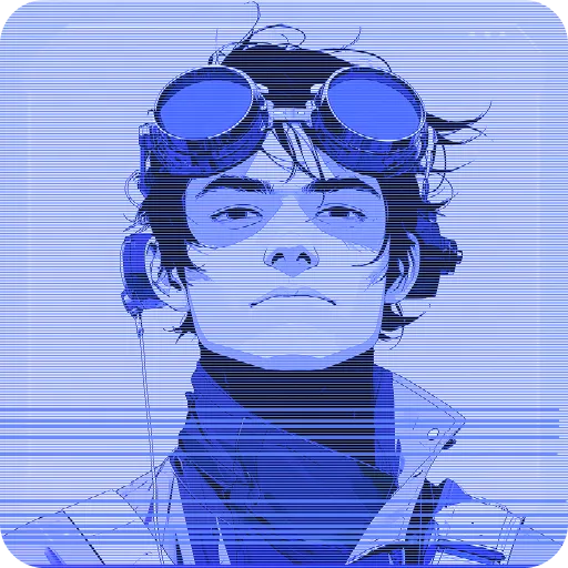 Squall, a RetroPals companion, drawn as a hologram portrait